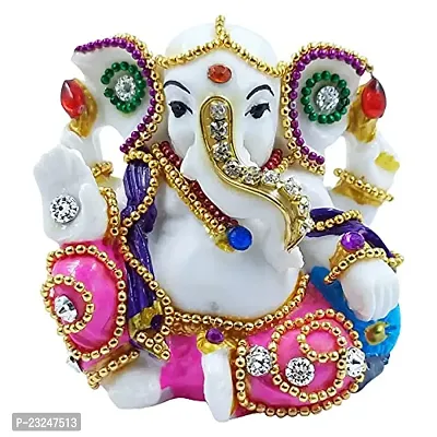 KARIGAARI - Ideas Hand Crafted Studded with Stone Car Dashboard Ganesha with Beautiful Decoration I Pooja Mandir I Gifting in Home Innaugrations I Bulk Gifting-thumb2