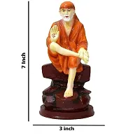 KRISHNAGALLERY1 Polyresin Antique Sai Baba Statue for Pooja Room Home Temple Gift 7 Inch, Orange-thumb1