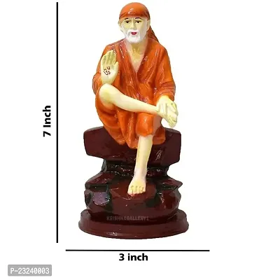 KRISHNAGALLERY1 Polyresin Antique Sai Baba Statue for Pooja Room Home Temple Gift 7 Inch, Orange-thumb2