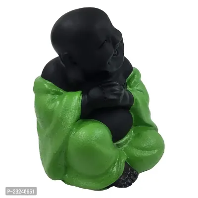 Karigaari India Polyresin Meditating Monk Buddha / Laughing Buddha / Happy Man Statue Standard Black Color, 1 Piece - Lb-05-thumb3
