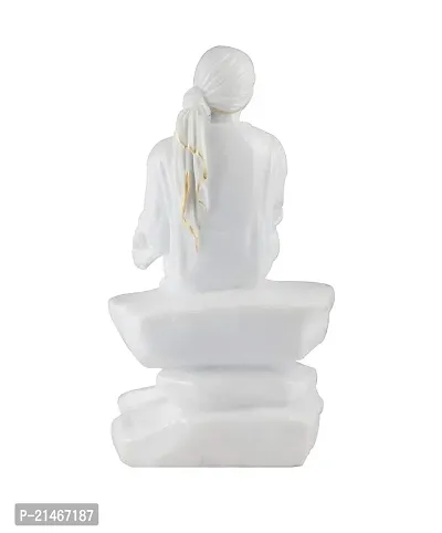 Krishnagallery1 Polyresin White Sai Baba Murti Statue Sai Idol For Home Pooja Gifted Showpiece Office Deacute;cor Car Dashboard 5 Inch-thumb4