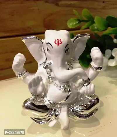 Karigaari India 999 Silver Ganesha Idol/Car Dashboard Ganesha/Best for Gifting Option