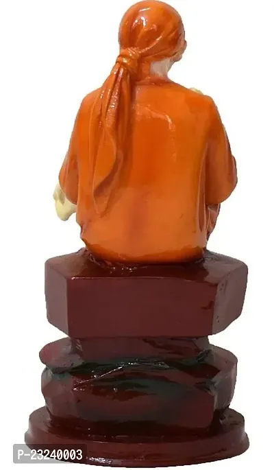 KRISHNAGALLERY1 Polyresin Antique Sai Baba Statue for Pooja Room Home Temple Gift 7 Inch, Orange-thumb4