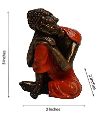 Karigaari India Polyresine Buddha Resting on Knee (Orange)-thumb1