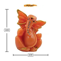 Classic- Ideas Hand Crafted Lord Ganesha Statue For Home Temple Office Car Dashboard Decor (Orange, Kk0678)-thumb2