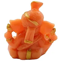 KARIGAARI - Ideas Hand Crafted Poly Resine Lord Ganesha Statue for Home Decor (KK0560, Orange)-thumb3