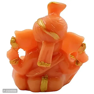 KARIGAARI - Ideas Hand Crafted Poly Resine Lord Ganesha Statue for Home Decor (KK0560, Orange)-thumb4