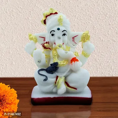 Classic- Ideas Hand Crafted Polyresin White Eco Friendly Ganesh Idol Figurine For Home Deacute;cor-thumb0