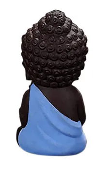 Karigaari India Handcrafted Resin Beautiful Little Blue Meditation Buddha Monks Showpiece for Home Decor.-thumb2