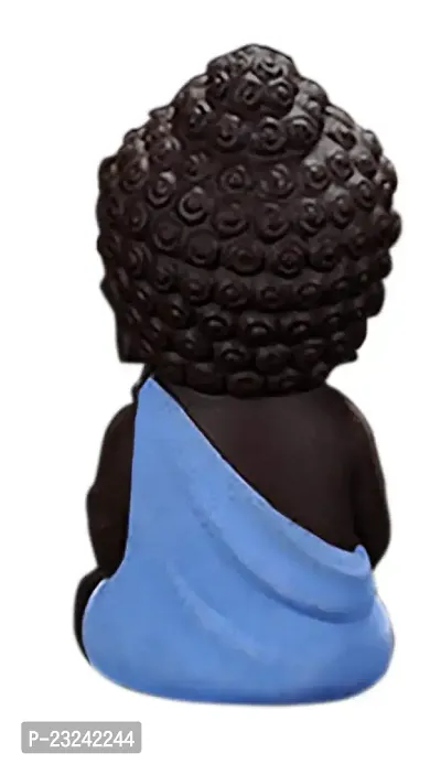 Karigaari India Handcrafted Resin Beautiful Little Blue Meditation Buddha Monks Showpiece for Home Decor.-thumb3