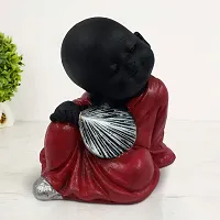Karigaari India Polyresin Meditating Monk Buddha / Laughing Buddha / Happy Man Statue Standard Green Color, 1 Piece - Happy Man (HM-15)-thumb1