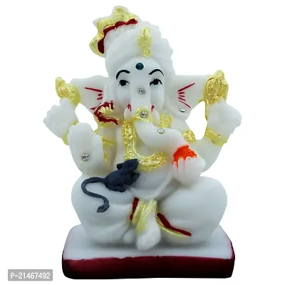 Classic- Ideas Hand Crafted Polyresin White Eco Friendly Ganesh Idol Figurine For Home Deacute;cor-thumb2