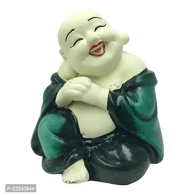 Karigaari India Polyresin Meditating Monk Buddha / Laughing Buddha / Happy Man Statue Standard Golden Color, 1 Piece - Lb-01