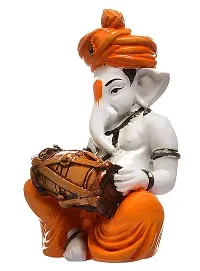 Coriox Ganesha Playing Dholak Polyresine Idol (16 cm x 13.59 cm x 13 cm)-thumb3