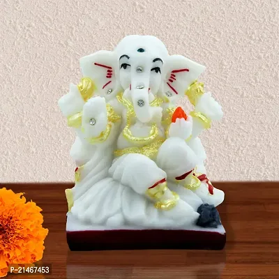 Classic- Ideas Hand Crafted Home Decoration Polyresin White Eco Friendly Ganesh Idol Figurine