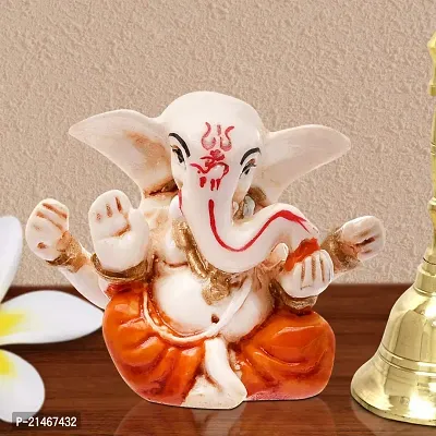 Classic Handcrafted Resine Little Sitting Ganesha Idol Sculpture | Showpiece For Home Deacute;cor And Office I Vinayaka Showpiece I Car Dashboard Showpiece I Ganesha Idols-thumb0