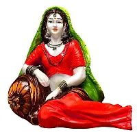 Classic- Ideas Hand Crafted Polyresin Eco Friendly Rajasthani Women Idol Figurine (Red)-thumb1