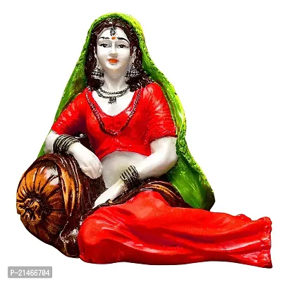 Classic- Ideas Hand Crafted Polyresin Eco Friendly Rajasthani Women Idol Figurine (Red)-thumb2