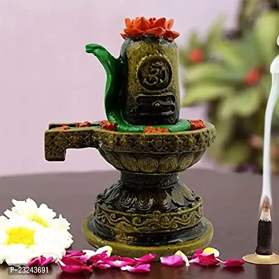 KARIGAARI - Ideas Hand Crafted Poly Resine Shivling Murti Statue for Home Decor (KK0593, Green)