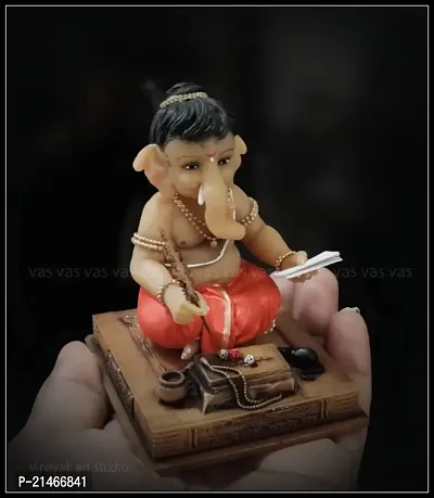 Resin Ganpati Idol For Car Dashboard Lord Ganesha Statue For Home Decor Office Statue Showpieces - 3 X 3-thumb0
