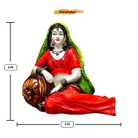 Classic- Ideas Hand Crafted Polyresin Eco Friendly Rajasthani Women Idol Figurine (Red)-thumb4
