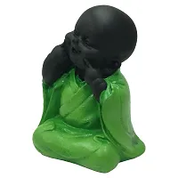 Karigaari India Polyresin Meditating Monk Buddha / Laughing Buddha / Happy Man Statue Standard Green Color, 1 Piece - HM-06-thumb4