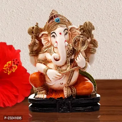 Karigaari India Handcrafted Polyresin Eco Friendly Lord Ganesha Ganpati Idol Figurine | Lord Ganesha Statue for Home Decoration (Multicolor)-thumb0