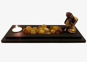 ClassicPolyresine and Wooden Resting Buddha T Lite Holder In Bronze-thumb1