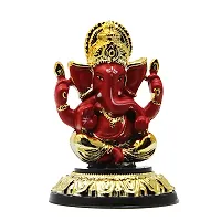 Classic Gold Plated Golden Stand Red Color Ganesh Idol For Car Dashboard and Home Decor I Car Dashboard Idols I Ganpati For Car Dashboard I Car Idols For Dashboard-thumb2