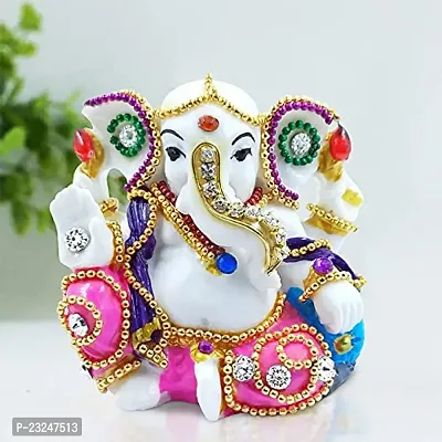 KARIGAARI - Ideas Hand Crafted Studded with Stone Car Dashboard Ganesha with Beautiful Decoration I Pooja Mandir I Gifting in Home Innaugrations I Bulk Gifting