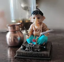 Resin Ganpati Idol For Car Dashboard Lord Ganesha Statue For Home Decor Office Statue Showpieces - 3 X 3-thumb1