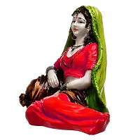 Classic- Ideas Hand Crafted Polyresin Eco Friendly Rajasthani Women Idol Figurine (Red)-thumb3