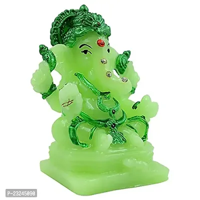 KARIGAARI - Ideas Hand Crafted Poly Resine Lord Ganesh Ji Idol for Home Decorative Showpiece Figurine (KK0572, Green)-thumb3