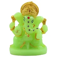 KARIGAARI - Ideas Hand Crafted Poly Resine Lord Ganesha Idol (KK0591, Green)-thumb1