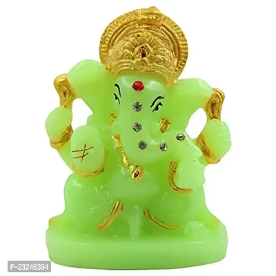 KARIGAARI - Ideas Hand Crafted Poly Resine Lord Ganesha Idol (KK0591, Green)-thumb2