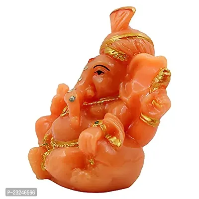 KARIGAARI - Ideas Hand Crafted Poly Resine Lord Ganesha Statue for Home Decor (KK0560, Orange)-thumb5