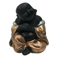 Karigaari India Polyresin Meditating Monk Buddha / Laughing Buddha / Happy Man Statue Standard Blue Color, 1 Piece - Lb-02-thumb1