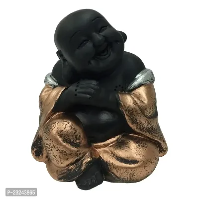 Karigaari India Polyresin Meditating Monk Buddha / Laughing Buddha / Happy Man Statue Standard Blue Color, 1 Piece - Lb-02-thumb2