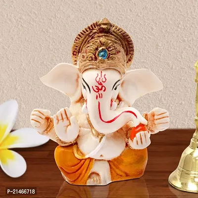 Classic Handcrafted Polyresin Eco Friendly Lord Ganesha Ganpati Idol Figurine | Lord Ganesha Statue For Home Decoration (Multicolor)-thumb0