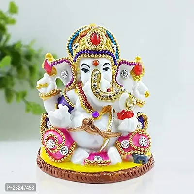 KARIGAARI - Ideas Hand Crafted Studded with Stone Car Dashboard Ganesha with Stones I Pooja Mandir I Bulk Gifting I Ganesha for Car
