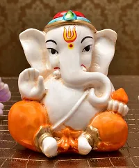 Karigaari India Handcrafted Polyresin Eco Friendly Lord Ganesha Ganpati Idol Figurine | Lord Ganesha Statue for Home Decoration (Multicolor)-thumb1