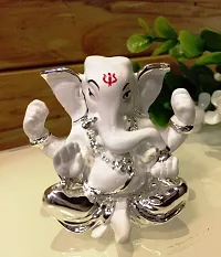 Karigaari India 999 Silver Ganesha Idol/Car Dashboard Ganesha/Best for Gifting Option-thumb1