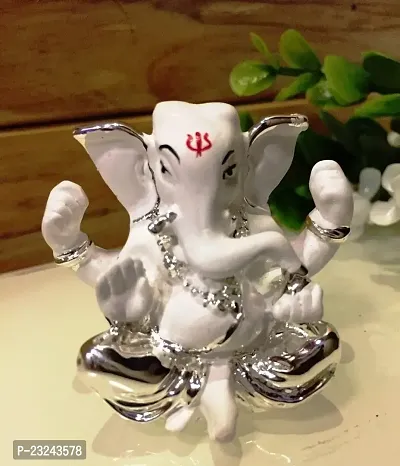 Karigaari India 999 Silver Ganesha Idol/Car Dashboard Ganesha/Best for Gifting Option-thumb2