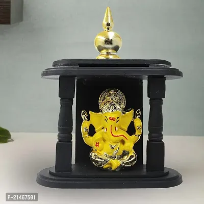 Classic Gold Plated Golden Kalas Temple Yellow Color Ganesh Idol For Car Dashboard and Home Decor I Car Dashboard Idols I Ganpati For Car Dashboard I Car Idols For Dashboard-thumb0