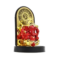 Classic Gold Plated Golden Om Red Color Ganesh Idol For Car Dashboard and Home Decor I Car Dashboard Idols I Ganpati For Car Dashboard I Car Idols For Dashboard-thumb1