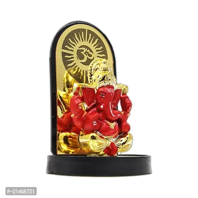 Classic Gold Plated Golden Om Red Color Ganesh Idol For Car Dashboard and Home Decor I Car Dashboard Idols I Ganpati For Car Dashboard I Car Idols For Dashboard-thumb2