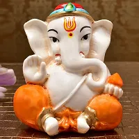 Karigaari India Handcrafted Polyresin Eco Friendly Lord Ganesha Ganpati Idol Figurine | Lord Ganesha Statue for Home Decoration (Multicolor)-thumb2