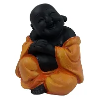 Karigaari India Polyresin Meditating Monk Buddha / Laughing Buddha / Happy Man Statue Standard Green Color, 1 Piece - Lb-04-thumb1