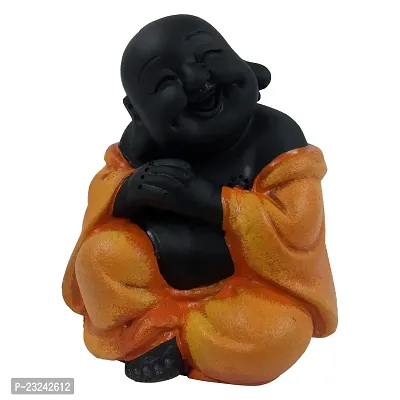 Karigaari India Polyresin Meditating Monk Buddha / Laughing Buddha / Happy Man Statue Standard Green Color, 1 Piece - Lb-04-thumb2