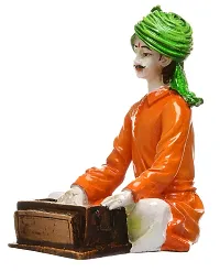 KARIGAARI - Ideas Hand Crafted Polyresin Orange Eco Friendly Rajasthani Idol Figurine-thumb3